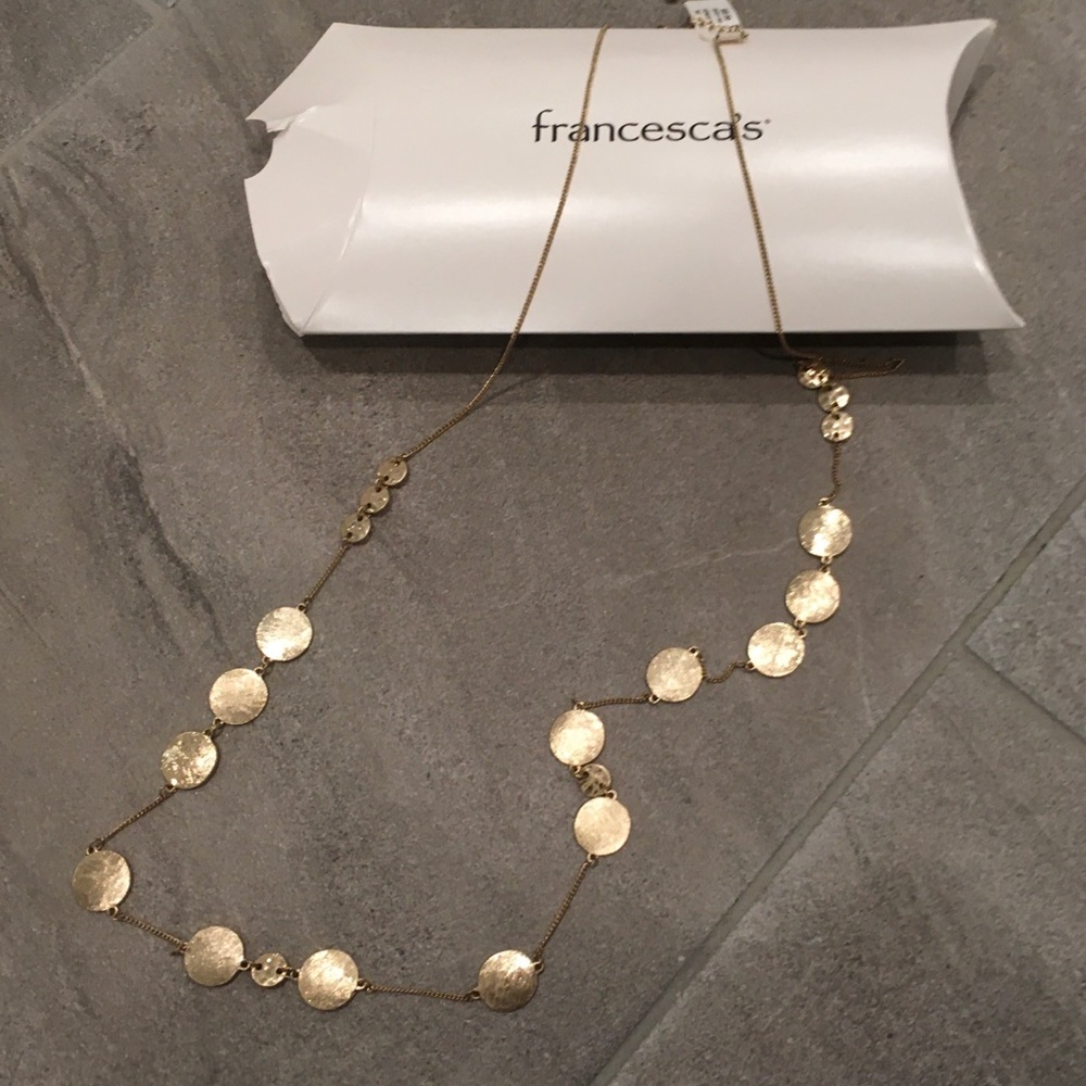 NWT Francescas gold long necklace